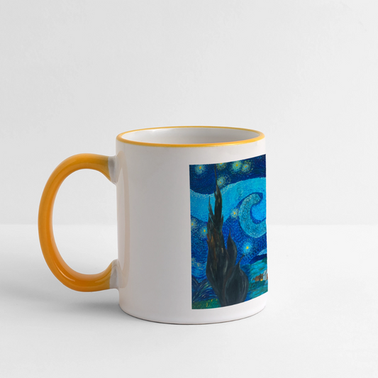 Tasse Motiv - Sternennacht - Weiß/Gelb