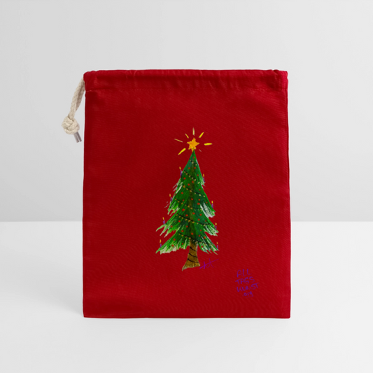 Verschließbarer Geschenkbeutel aus Baumwolle (14x20cm) - Rot