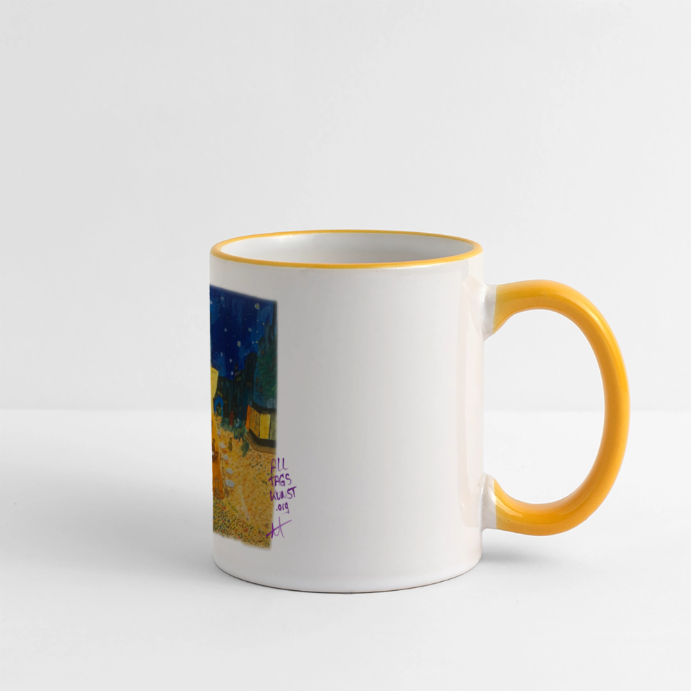 Tasse Motiv - Nachtcafé - Weiß/Gelb
