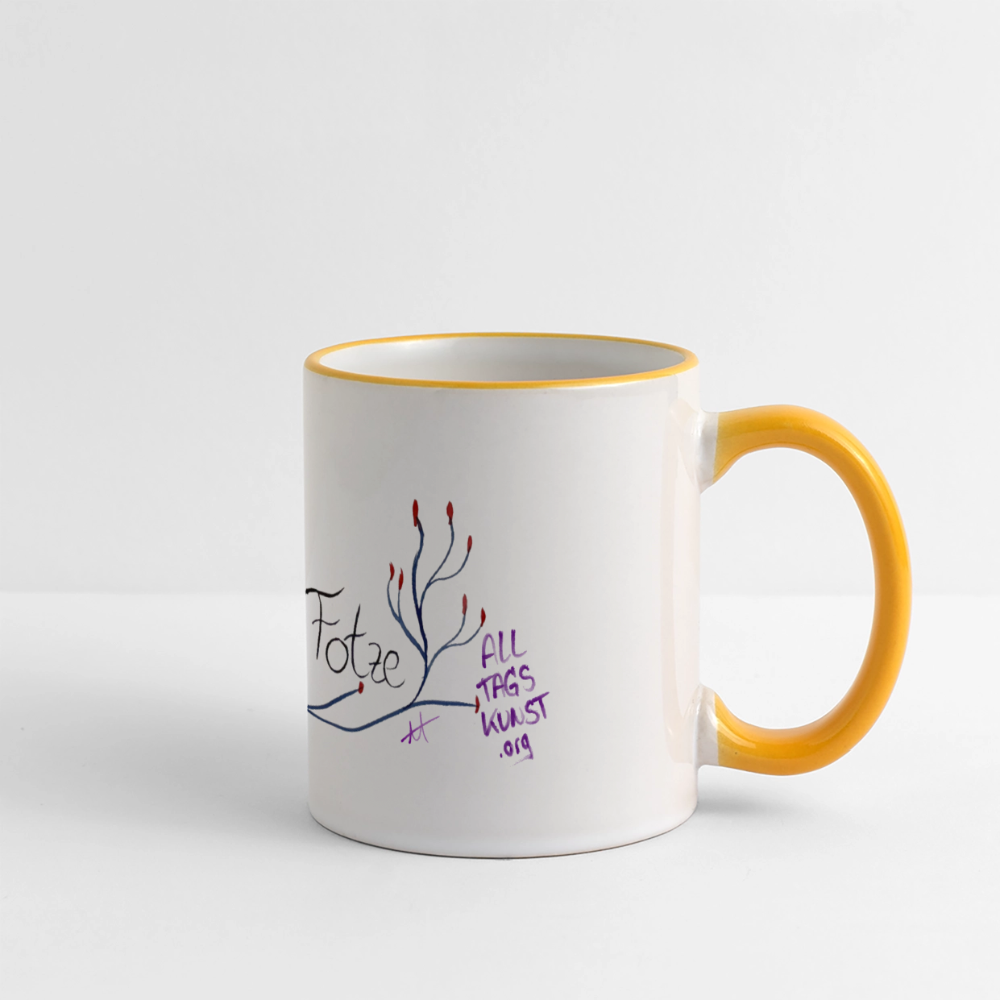 Tasse Schimpfwort - freche Fotze - Weiß/Gelb