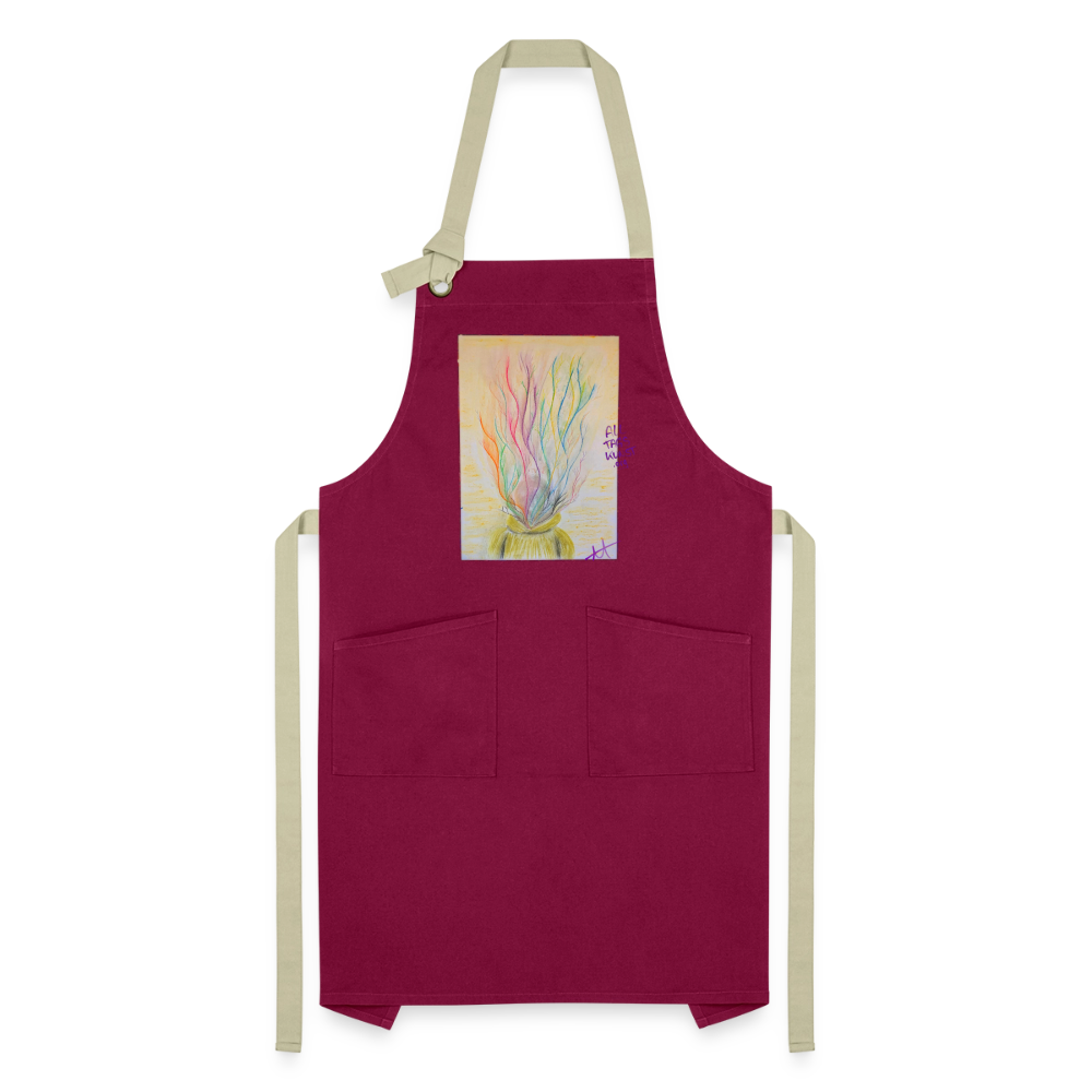 in my head - Kontrastschürze - Burgunderrot / Sandfarben