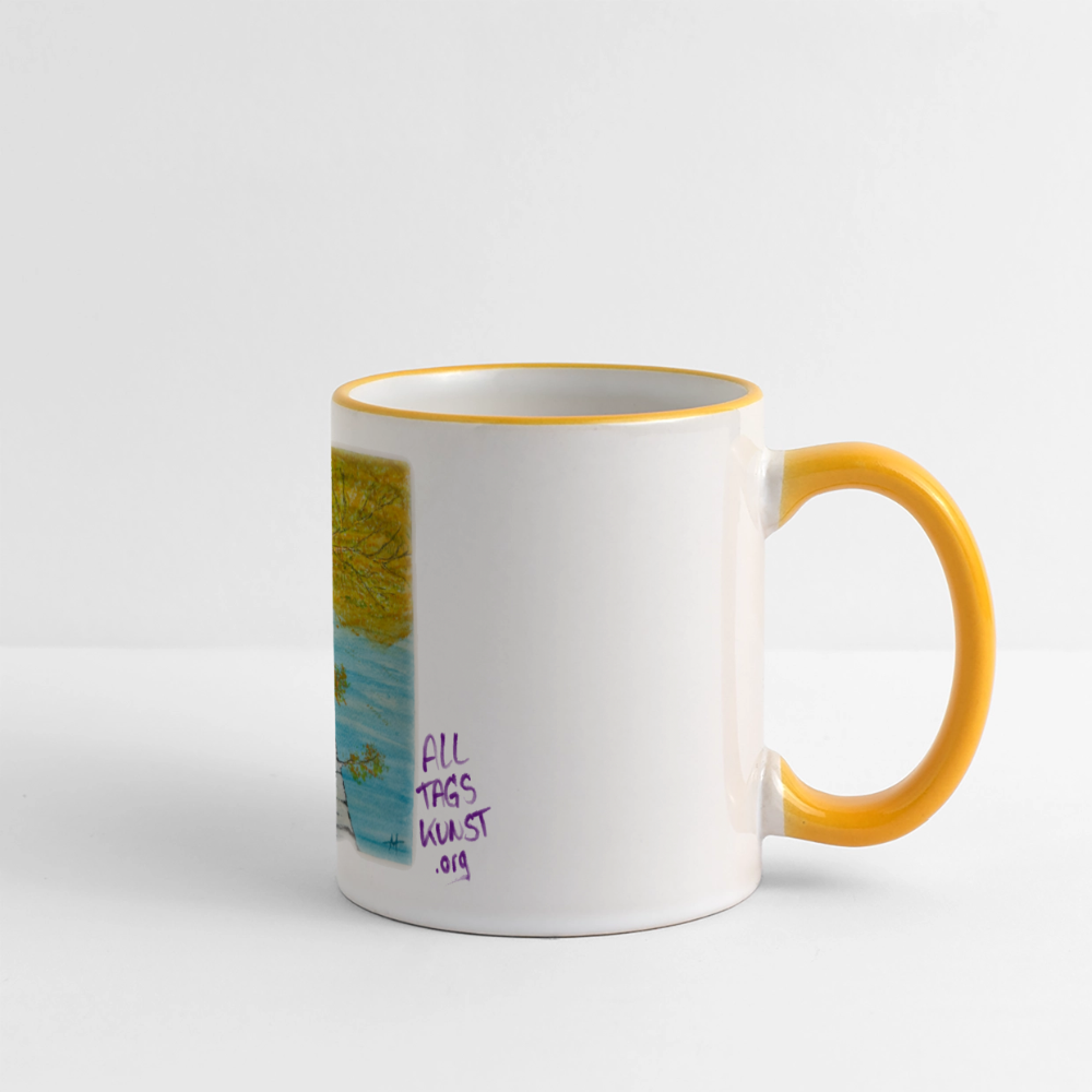 Tasse Motiv - Birke - Weiß/Gelb