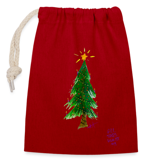 Verschließbarer Geschenkbeutel aus Baumwolle (14x20cm) - Rot