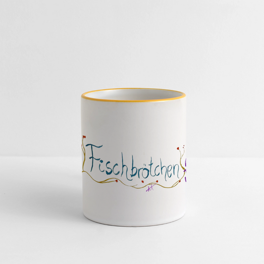 Tasse Schimpfwort - Fischbrötchen - Weiß/Gelb