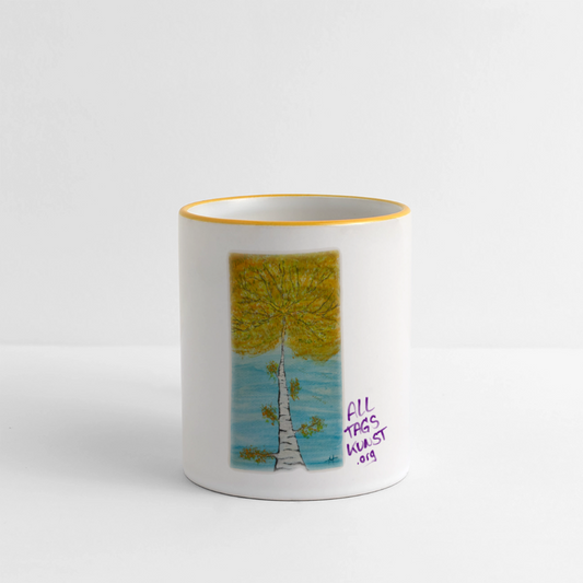 Tasse Motiv - Birke - Weiß/Gelb