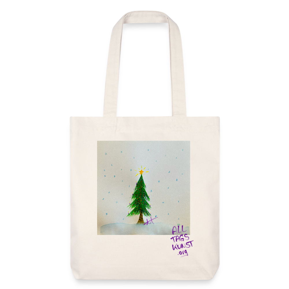 Weihnachten recycelter Heavyweight Stoffbeutel - Naturweiß