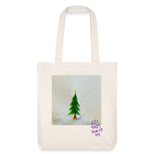 Weihnachten recycelter Heavyweight Stoffbeutel - Naturweiß