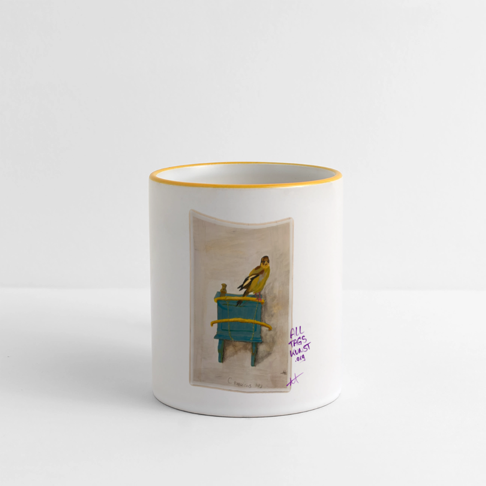 Tasse Motiv - Goldfink - Weiß/Gelb