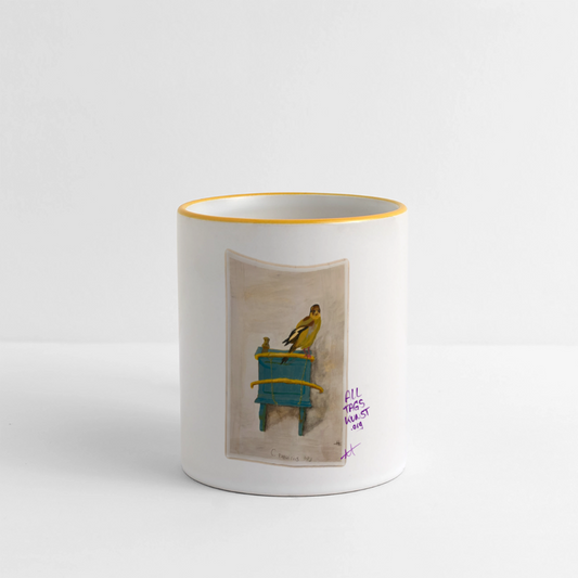 Tasse Motiv - Goldfink - Weiß/Gelb