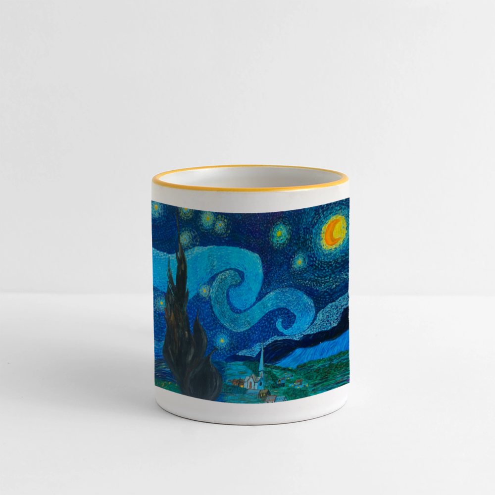 Tasse Motiv - Sternennacht - Weiß/Gelb