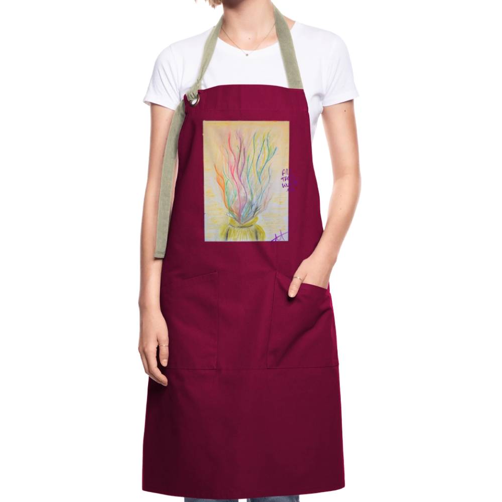 in my head - Kontrastschürze - Burgunderrot / Sandfarben