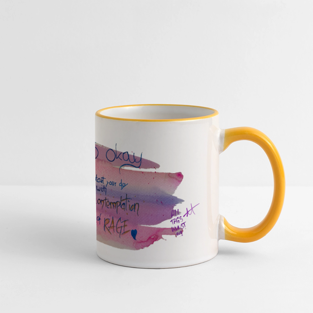Tasse Statement - coffe contemplation rage - Weiß/Gelb