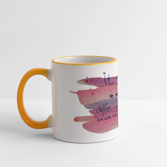 Tasse Statement - coffe contemplation rage - Weiß/Gelb