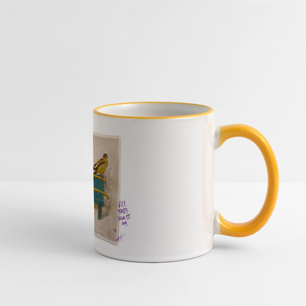 Tasse Motiv - Goldfink - Weiß/Gelb