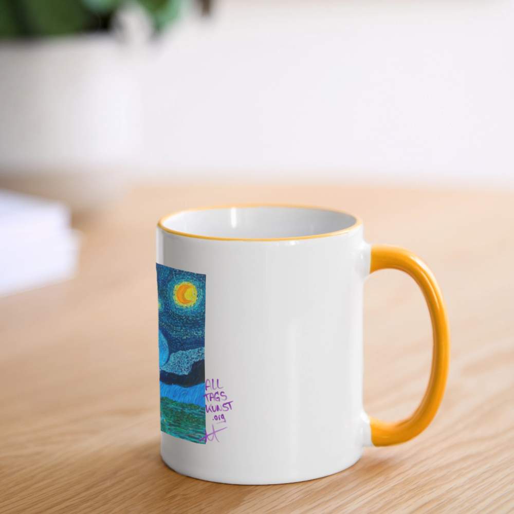 Tasse Motiv - Sternennacht - Weiß/Gelb