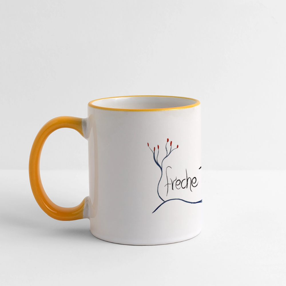 Tasse Schimpfwort - freche Fotze - Weiß/Gelb