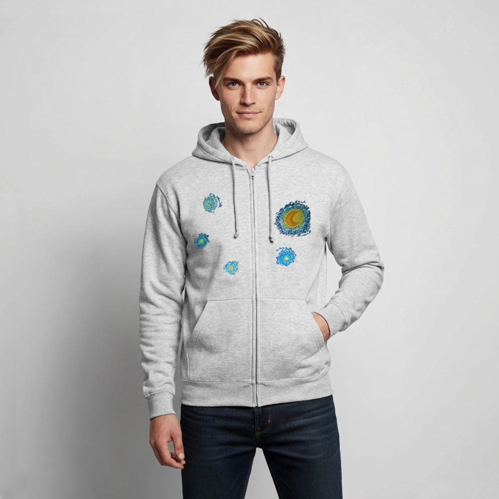 Unisex Kapuzenjacke Sternennacht - Hellgrau meliert