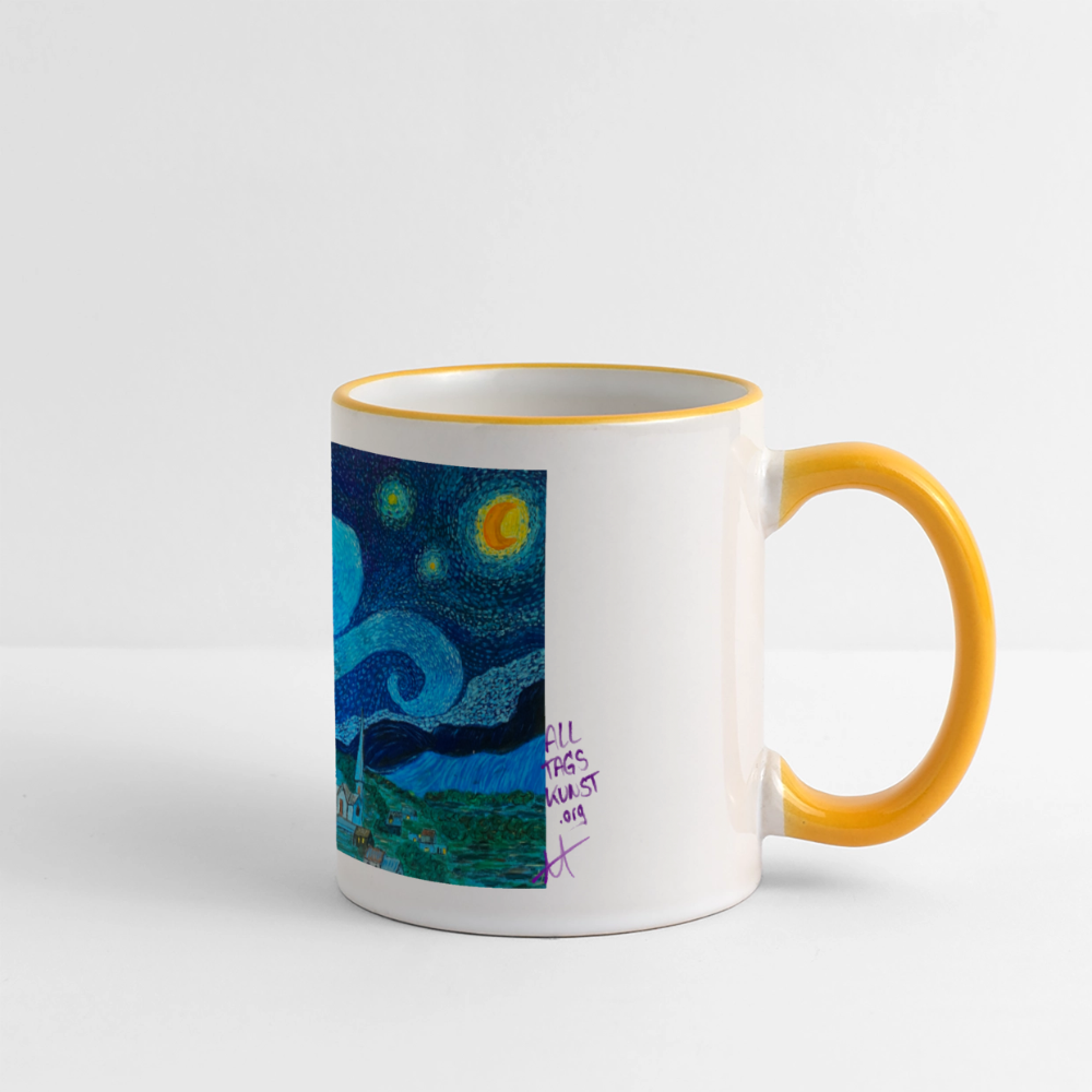 Tasse Motiv - Sternennacht - Weiß/Gelb