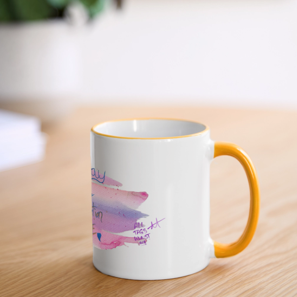 Tasse Statement - coffe contemplation rage - Weiß/Gelb