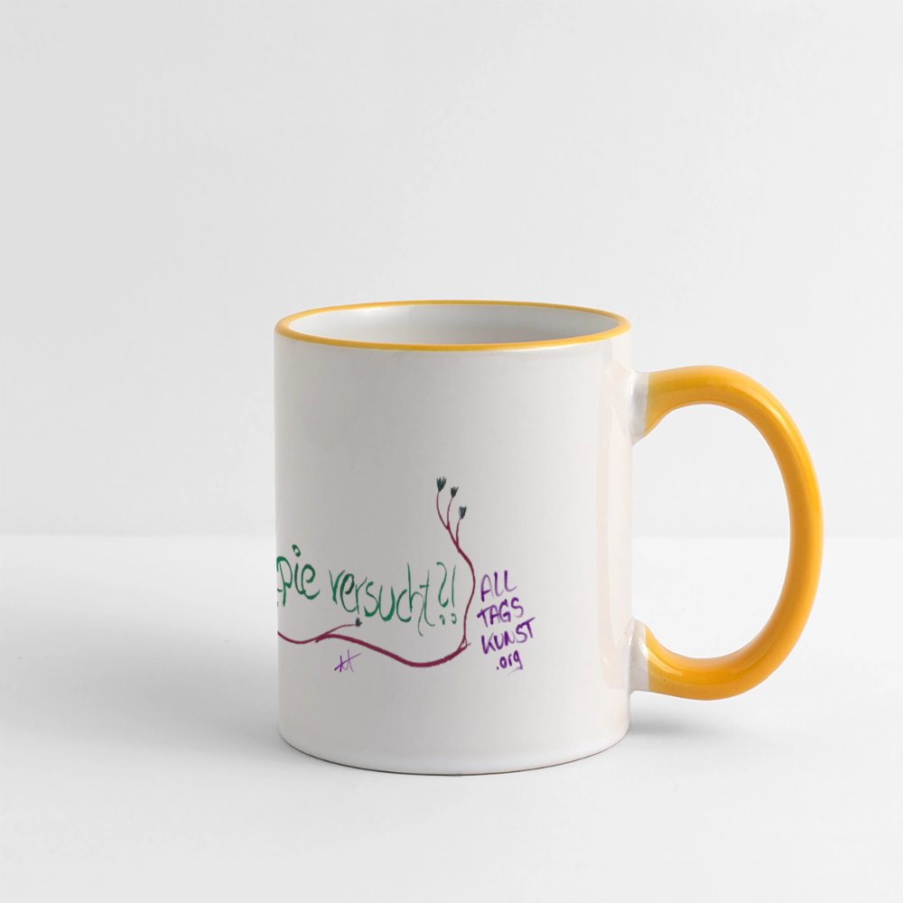Tasse Schimpfwort - mal Therapie versucht?! - Weiß/Gelb