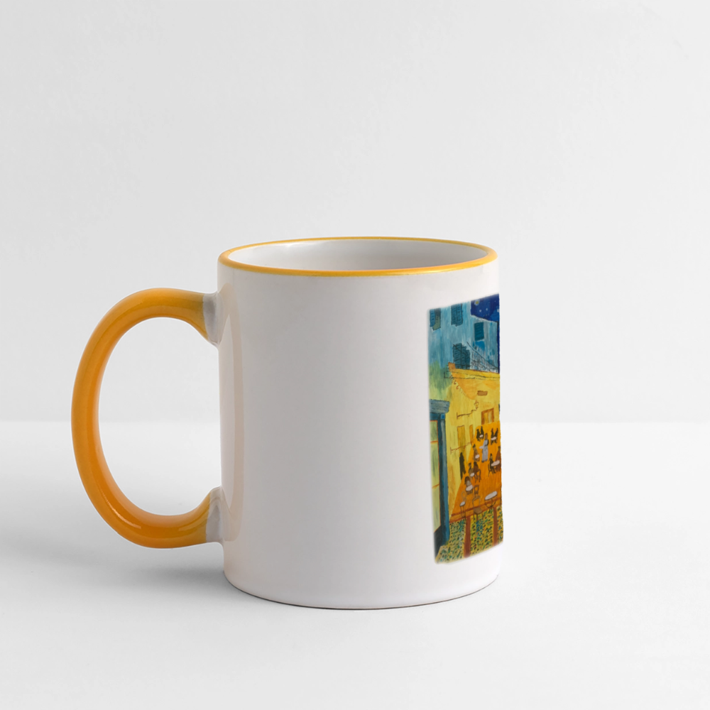 Tasse Motiv - Nachtcafé - Weiß/Gelb