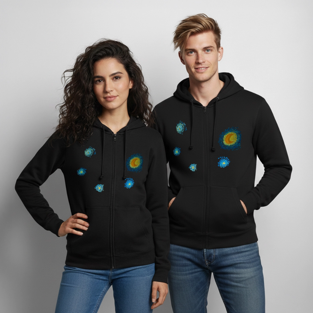 Unisex Kapuzenjacke Sternennacht - Schwarz